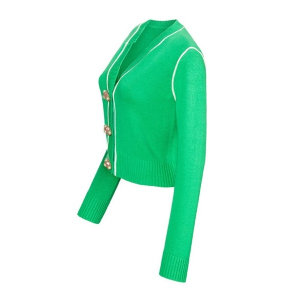 CAbi Jeweled Buttons Burst of Mint Wallis Cardigan Sweater in Julep (Green) M - Picture 4 of 16